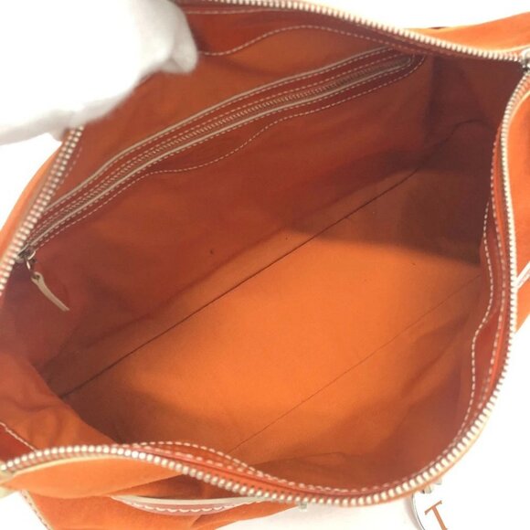 TOD’S Logo charm Bag one shoulder Hand Bag Shoulder Bag Leather / suede Orange - Picture 9 of 11